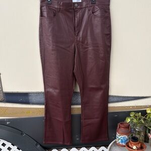 LOFT Maroon Faux Leather Trousers